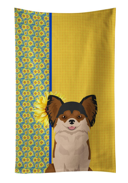 Summer Sunflowers Longhaired Black and Red Chihuahua Kitchen Towel Dish Cloths product image at NuMercy