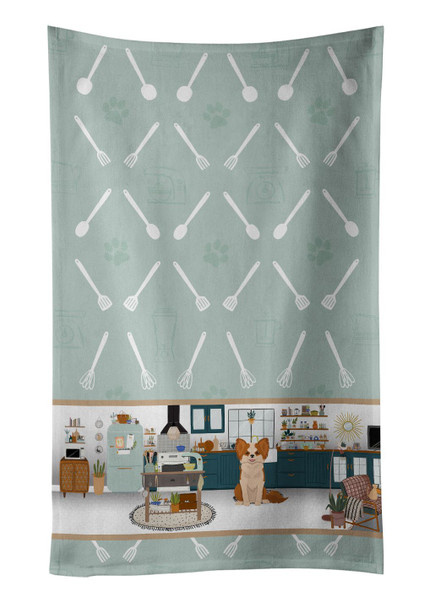 Longhaired Red and White Chihuahua in the Kitchen Kitchen Towel Dish Cloths product image at NuMercy