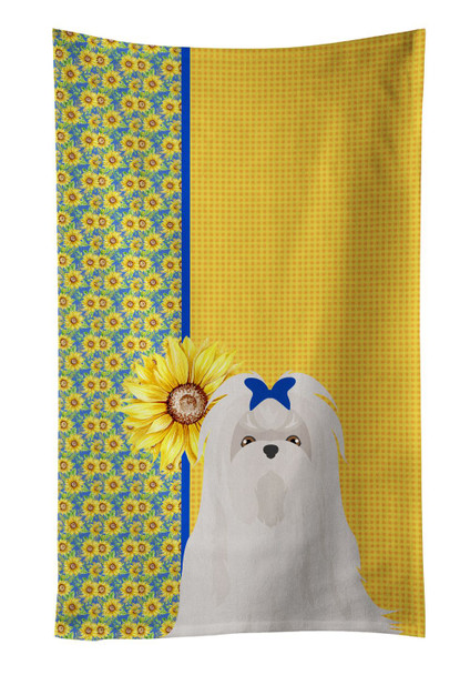 Summer Sunflowers Maltese Kitchen Towel Dish Cloths product image at NuMercy