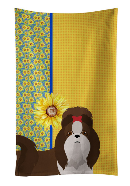 Summer Sunflowers Liver and White Shih Tzu Kitchen Towel Dish Cloths product image at NuMercy
