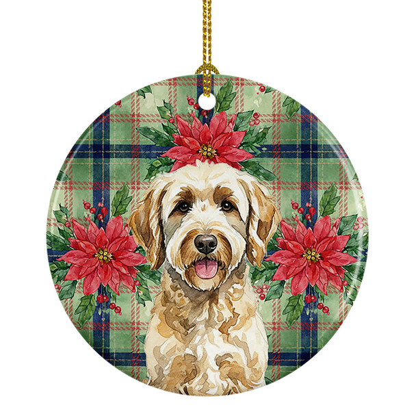 Labradoodle Christmas Poinsettias Ceramic Christmas Ornament product image at NuMercy