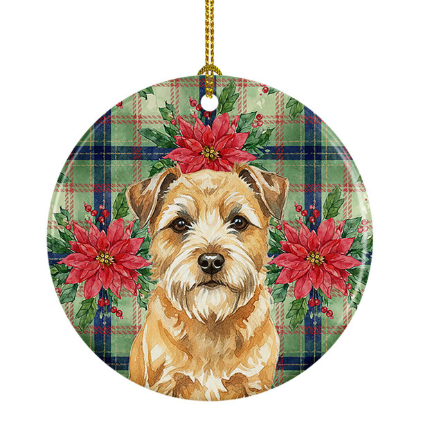 Wheaten Border Terrier Christmas Poinsettias Ceramic Christmas Ornament product image at NuMercy