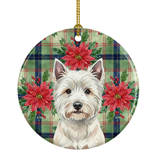 Westie Christmas Poinsettias Ceramic Christmas Ornament product image at NuMercy