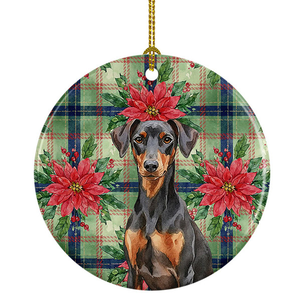 German Pinscher Christmas Poinsettias Ceramic Christmas Ornament product image at NuMercy