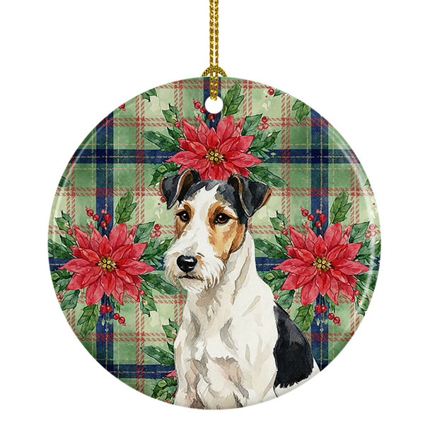 Smooth Fox Terrier Christmas Poinsettias Ceramic Christmas Ornament product image at NuMercy