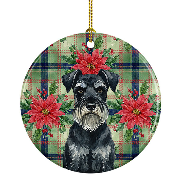 Standard Schnauzer Christmas Poinsettias Ceramic Christmas Ornament product image at NuMercy