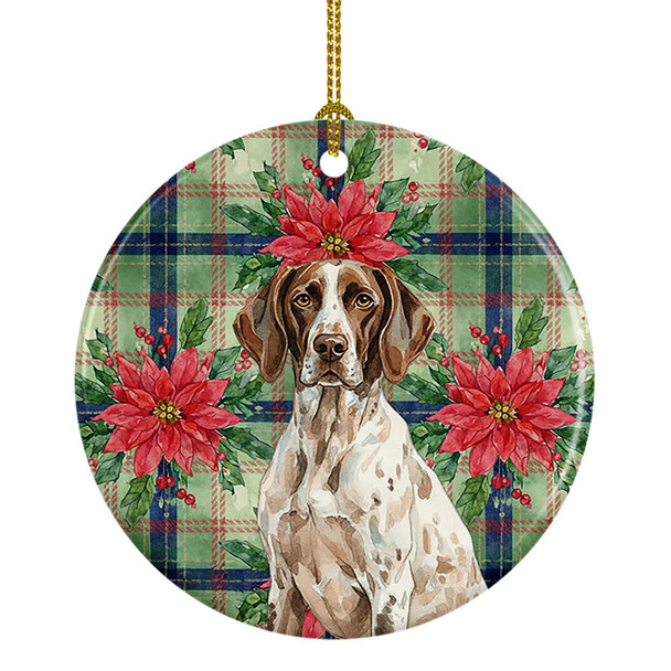 German Shorthaired Pointer Christmas Poinsettias Ceramic Christmas Ornament product image at NuMercy