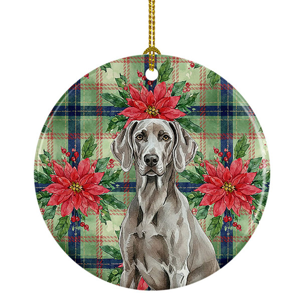 Weimaraner Christmas Poinsettias Ceramic Christmas Ornament product image at NuMercy