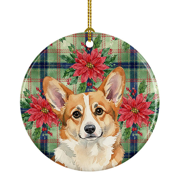Corgi Christmas Poinsettias Ceramic Christmas Ornament product image at NuMercy