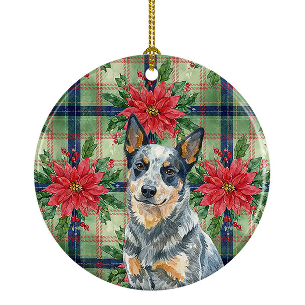 Blue Heeler Australian Cattle Dog Christmas Poinsettias Ceramic Christmas Ornament product image at NuMercy