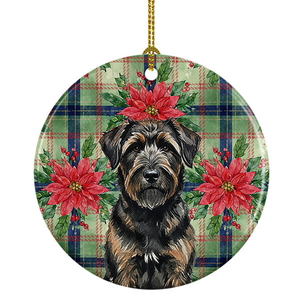 Brindle Bouvier des Flandres Christmas Poinsettias Ceramic Christmas Ornament product image at NuMercy