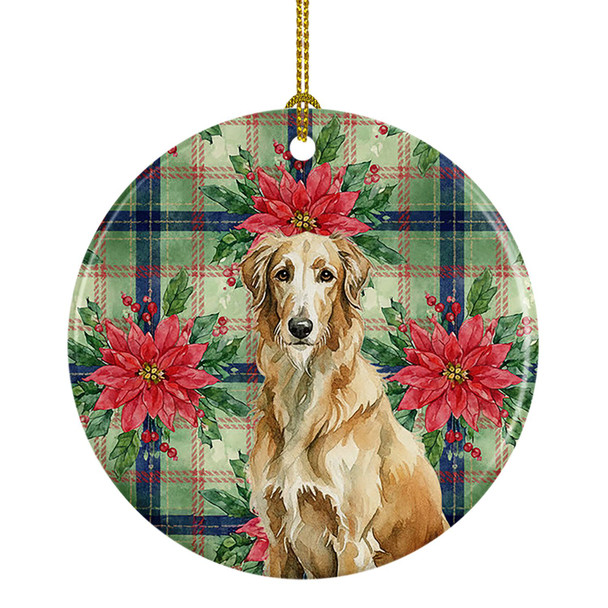 Wheaten Scottish Deerhound Christmas Poinsettias Ceramic Christmas Ornament product image at NuMercy