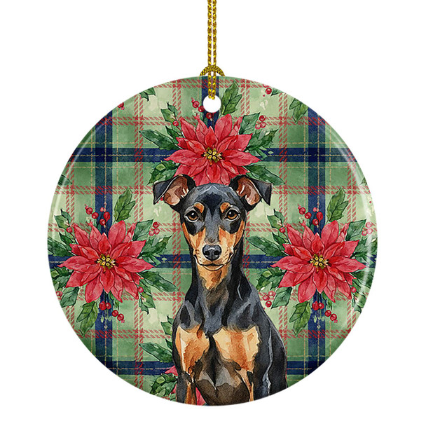 Manchester Terrier Christmas Poinsettias Ceramic Christmas Ornament product image at NuMercy