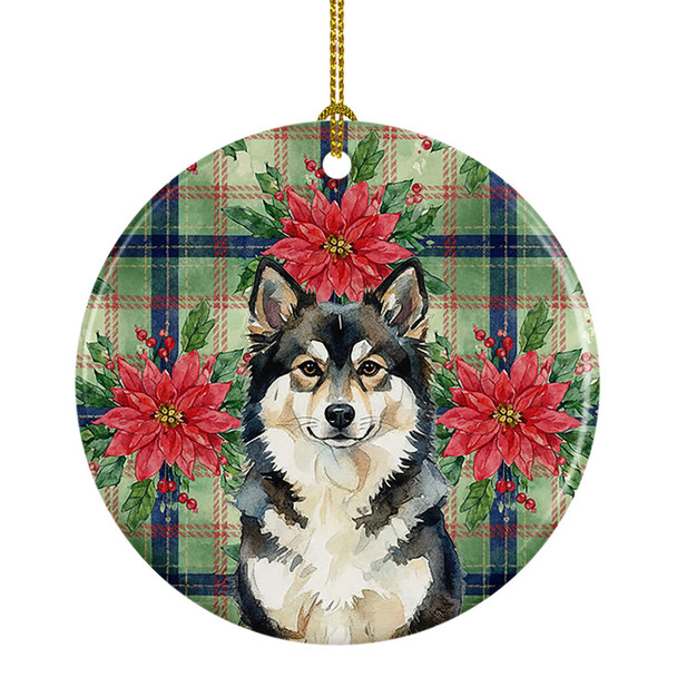 Finnish Lapphund Christmas Poinsettias Ceramic Christmas Ornament product image at NuMercy