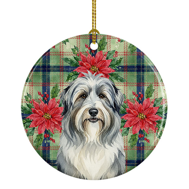 Bearded Collie Christmas Poinsettias Ceramic Christmas Ornament product image at NuMercy