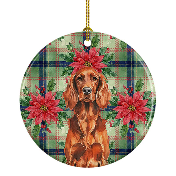 Irish Setter Christmas Poinsettias Ceramic Christmas Ornament product image at NuMercy