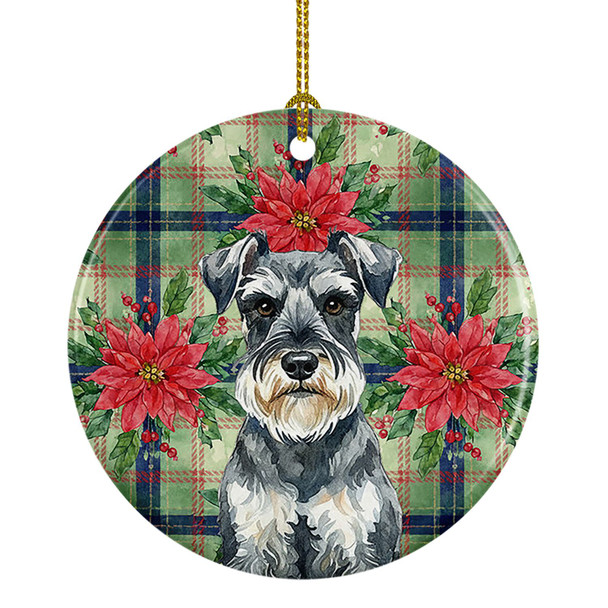 Schnauzer Christmas Poinsettias Ceramic Christmas Ornament product image at NuMercy