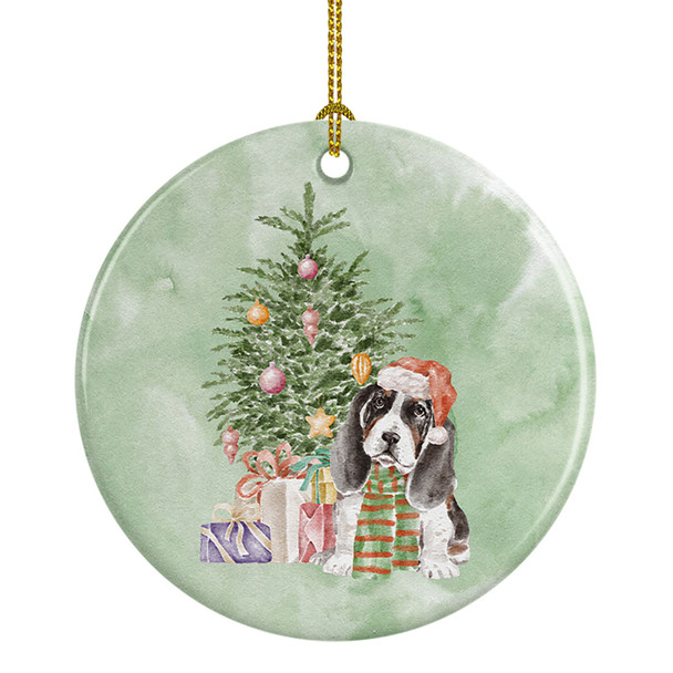 Basset Hound Puppy Christmas Presents and Tree Ceramic Ornament product image at NuMercy