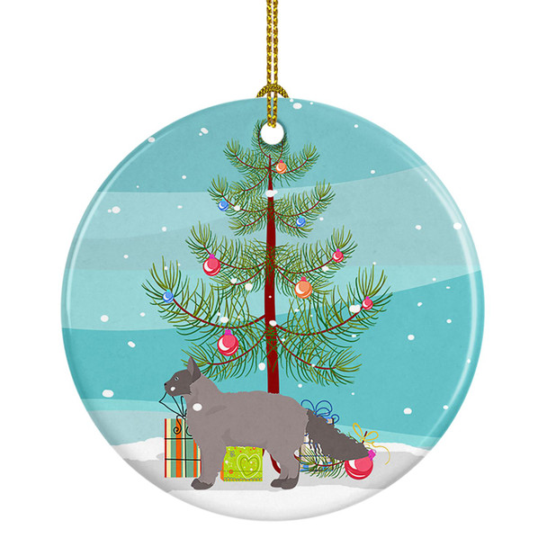 La Perm Cat Merry Christmas Ceramic Ornament product image at NuMercy