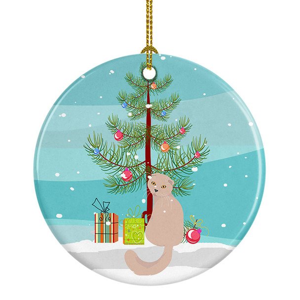 Scottish Fold Cat Christmas Ceramic Ornament CK4789 product image at NuMercy
