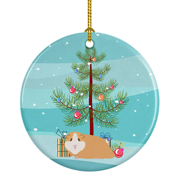 American Guinea Pig Merry Christmas Ceramic Ornament product image at NuMercy