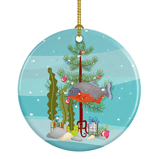 Piranha Merry Christmas Ceramic Ornament product image at NuMercy