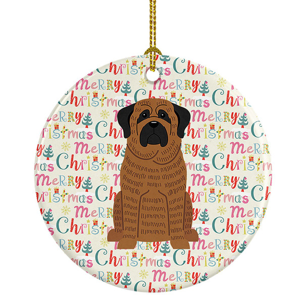 Merry Christmas Mastiff Brindle Ceramic Ornament product image at NuMercy