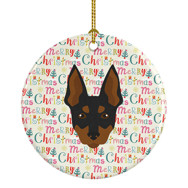 English Toy Terrier Merry Christmas Ceramic Ornament product image at NuMercy