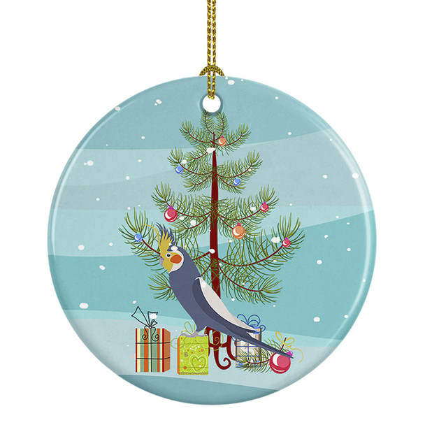 Cockatiel Merry Christmas Ceramic Ornament product image at NuMercy