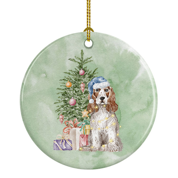 Cocker Spaniel English Red White Christmas Presents and Tree Ceramic Ornament product image at NuMercy