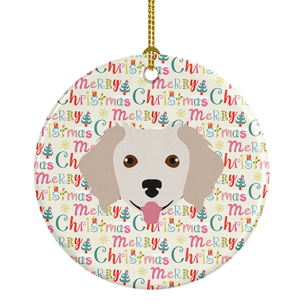 Small Greek Domestic Dog Merry Christmas Ceramic Ornament WDK1541 product image at NuMercy
