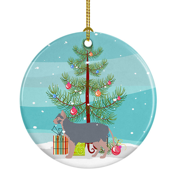 Lykoi Cat Merry Christmas Ceramic Ornament CK4647 product image at NuMercy
