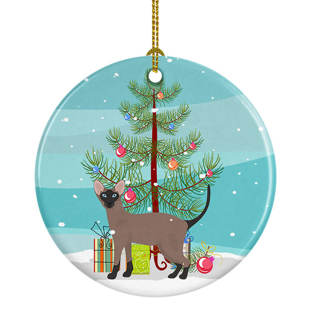 Oriental Bicolor Cat Christmas Ceramic Ornament CK4670 product image at NuMercy
