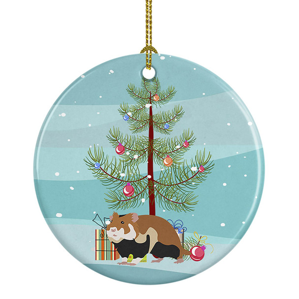 European Hamster Merry Christmas Ceramic Ornament product image at NuMercy