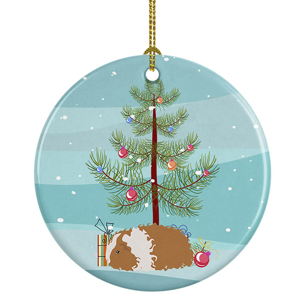 Texel Guinea Pig Merry Christmas Ceramic Ornament product image at NuMercy