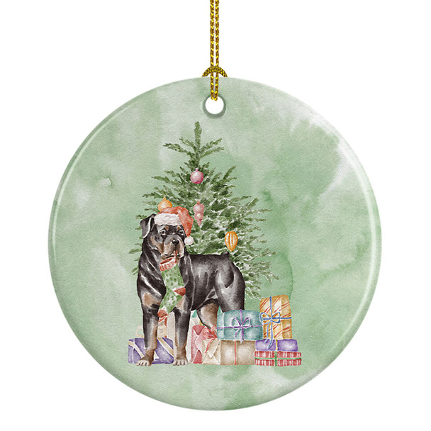 Rottweiler Christmas Presents and Tree Ceramic Ornament product image at NuMercy