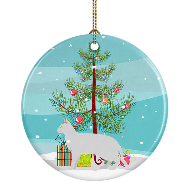 Russian White Black Cat Christmas Ceramic Ornament CK4698 product image at NuMercy