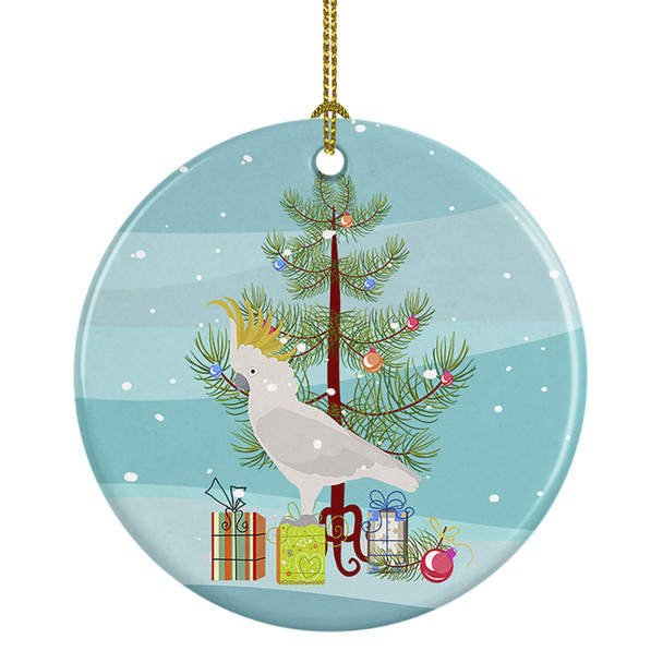 Cockatoo Merry Christmas Ceramic Ornament product image at NuMercy