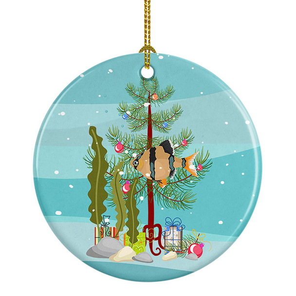 Tiger Barb Merry Christmas Ceramic Ornament product image at NuMercy