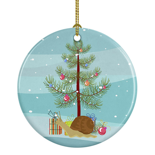 Garden Snail Merry Christmas Ceramic Ornament product image at NuMercy