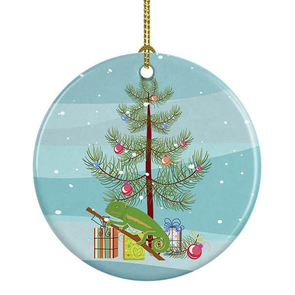 Chameleon Merry Christmas Ceramic Ornament product image at NuMercy