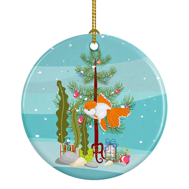 Oranda Red Cap Goldfish Merry Christmas Ceramic Ornament product image at NuMercy