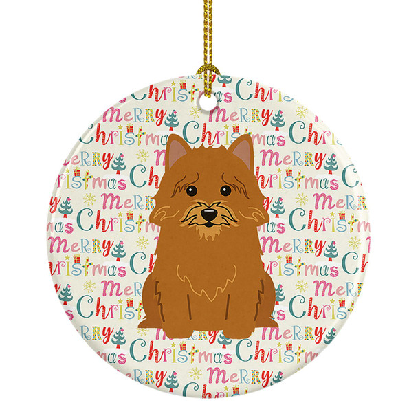Merry Christmas Norwich Terrier Ceramic Ornament product image at NuMercy