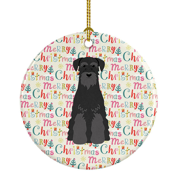 Merry Christmas Standard Schnauzer Black Ceramic Ornament product image at NuMercy