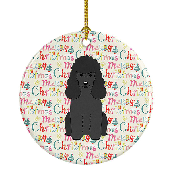 Merry Christmas Poodle Black Ceramic Ornament product image at NuMercy