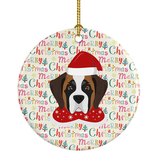 Saint Bernard Merry Christmas Ceramic Ornament WDK1476 product image at NuMercy