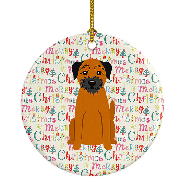 Merry Christmas Border Terrier Ceramic Ornament product image at NuMercy
