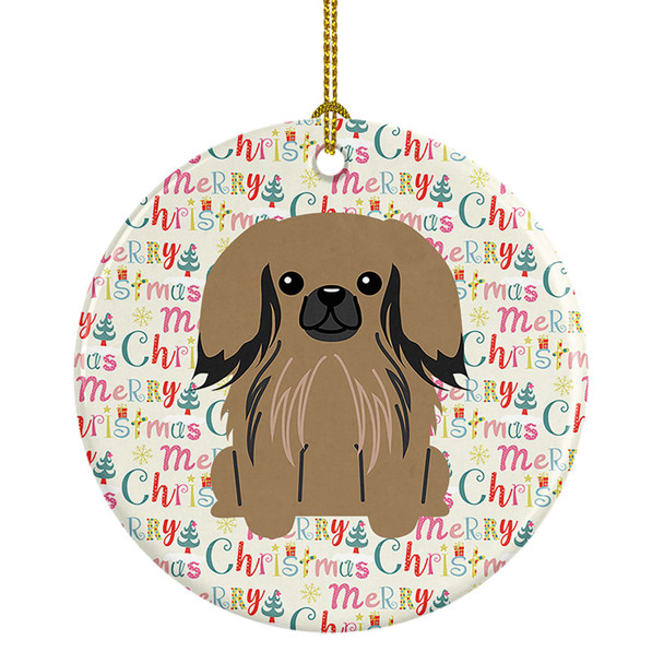 Merry Christmas Pekingese Tan Ceramic Ornament product image at NuMercy