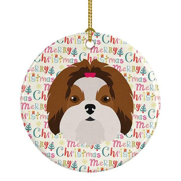 Imperial Shih Tzu Merry Christmas Ceramic Ornament WDK1509 product image at NuMercy