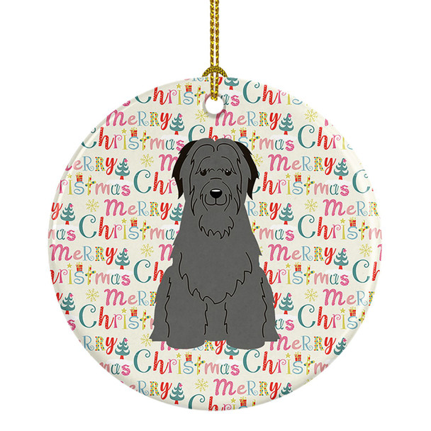 Merry Christmas Briard Black Ceramic Ornament product image at NuMercy